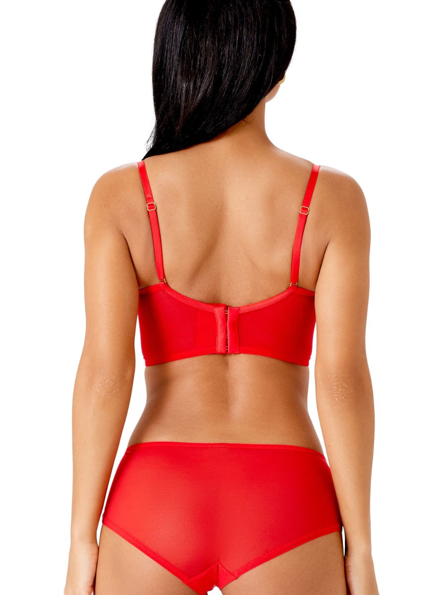 Encore Padded Longline Plunge Bra - Allure Red