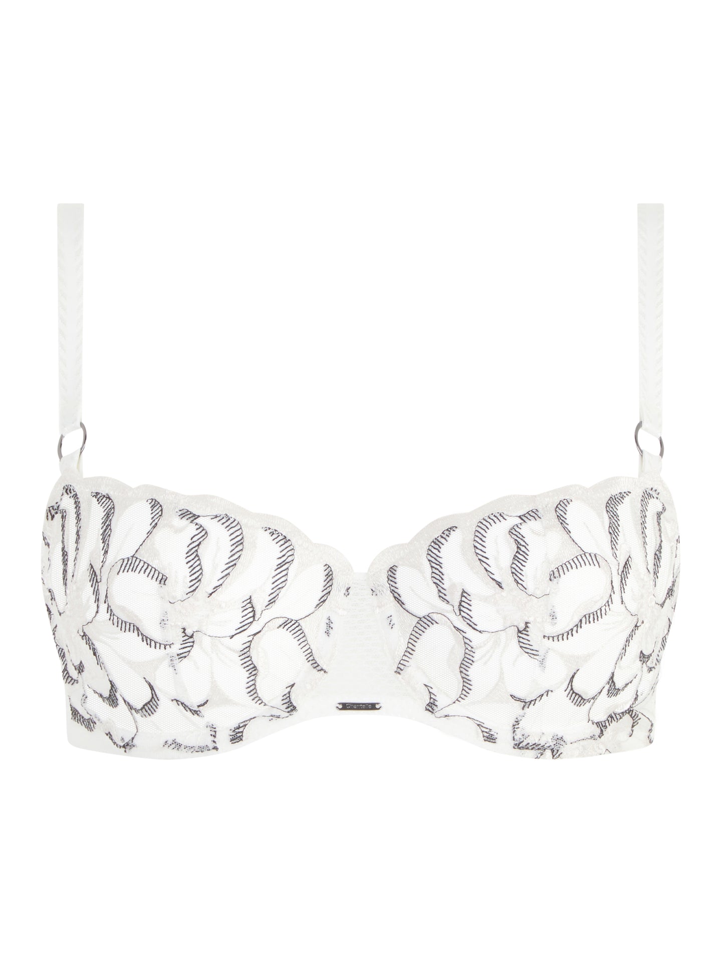 Fleurs Lace Unlined Demi Bra - Milk / Black
