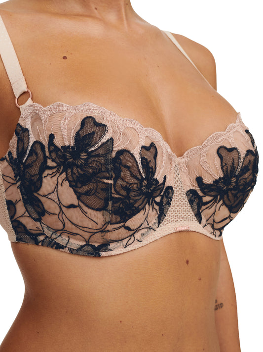 Fleurs Demi Bra - Golden Beige/Black