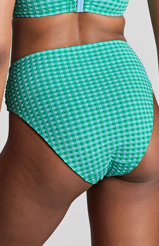 Panache Olivia Midi Gather Bikini Bottoms Green Gingham