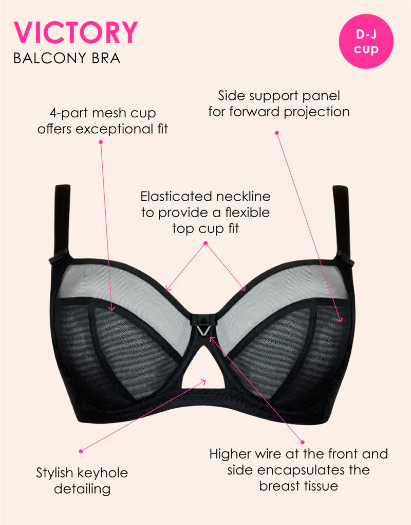 Victory Side Support Balcony Bra - Black
