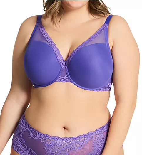 Feathers Full Figure Contour Underwire Bra - Blue Lavender