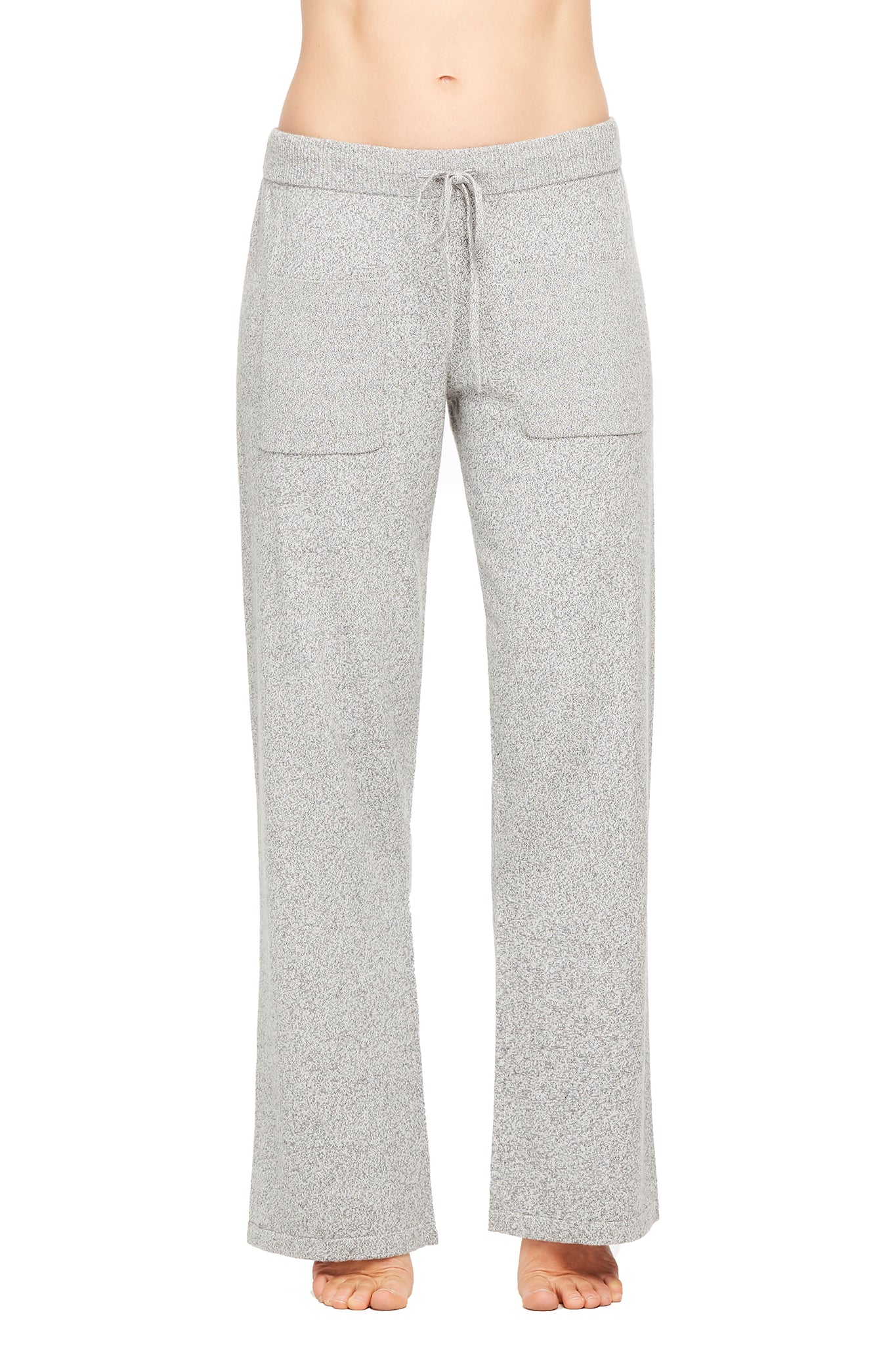 Fleur't Cosmopolitain Luxury V-Neck Sweater and Pant Set Light Grey Marl