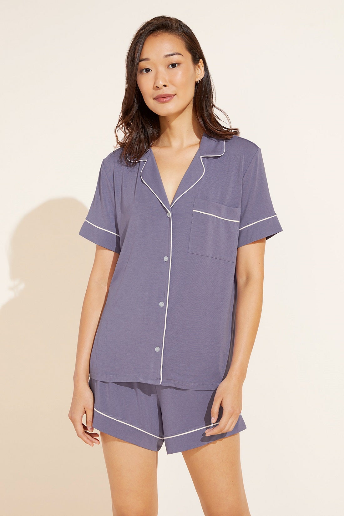 Eberjey Gisele Classic PJ Short/Tee Set Delphinium