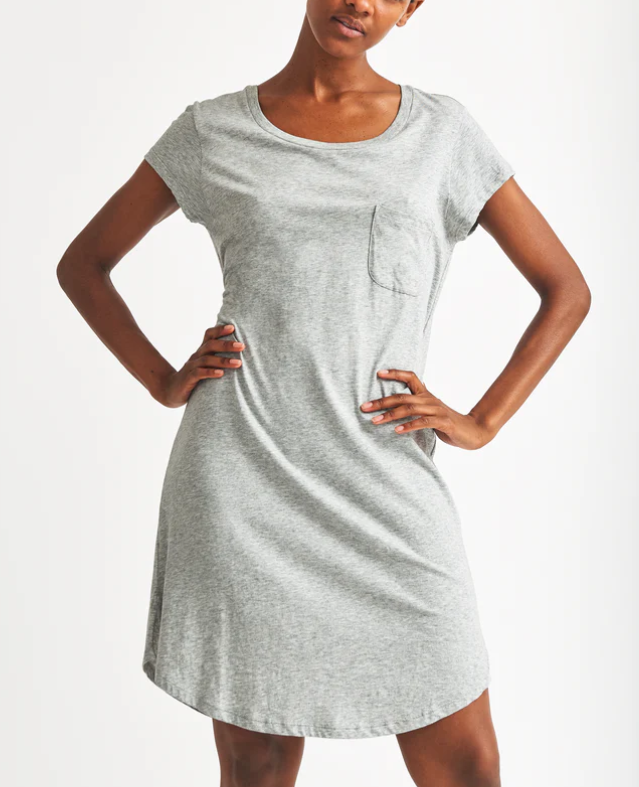 Skin Carissa Organic Cotton Sleep Shirt Heather Grey