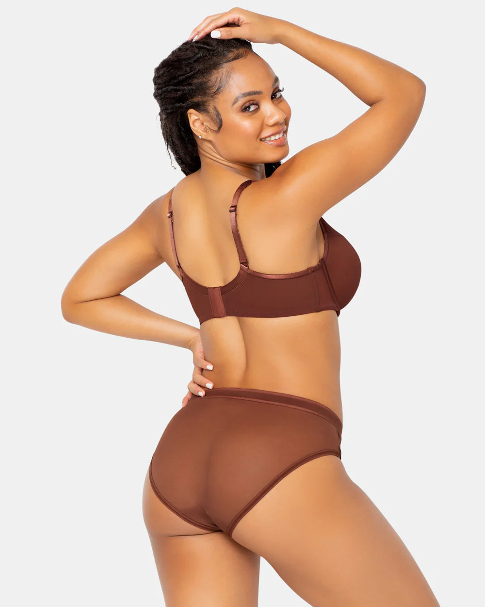 Sheer Mesh Plunge T-Shirt Bra - Chocolate Nude