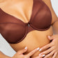 Sheer Mesh Plunge T-Shirt Bra - Chocolate Nude