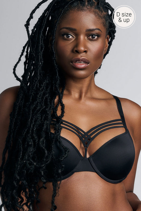 Dame de Paris Padded Plunge Bra - Black