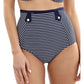 Britt High Waist Bikini Swim Bottom - Navy/White