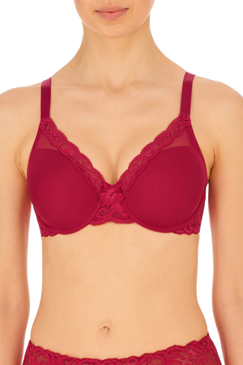 Feathers Full Figure Contour Underwire Bra - Pomegranate