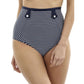 Britt High Waist Bikini Swim Bottom - Navy/White