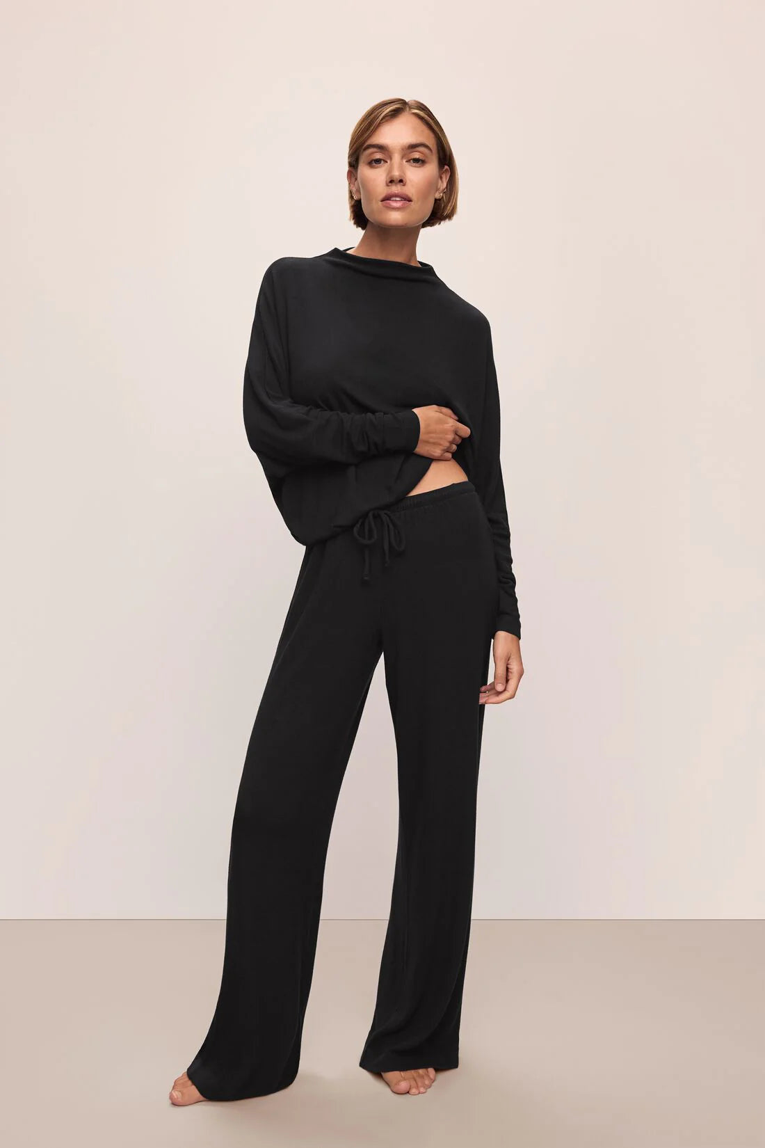 Eberjey Cozy Time Mock Neck & Pant Black