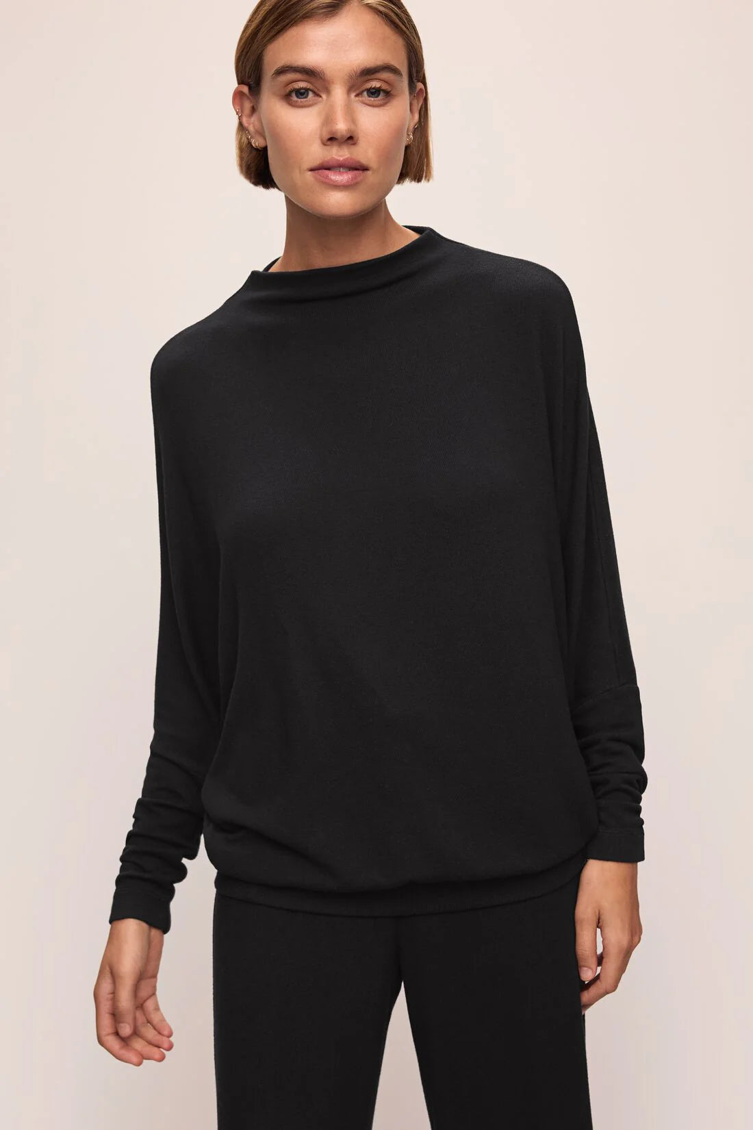 Eberjey Cozy Time Mock Neck & Pant Black