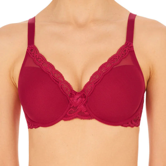 Feathers Full Figure Contour Underwire Bra - Pomegranate