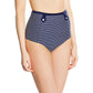 Britt High Waist Bikini Swim Bottom - Navy/White