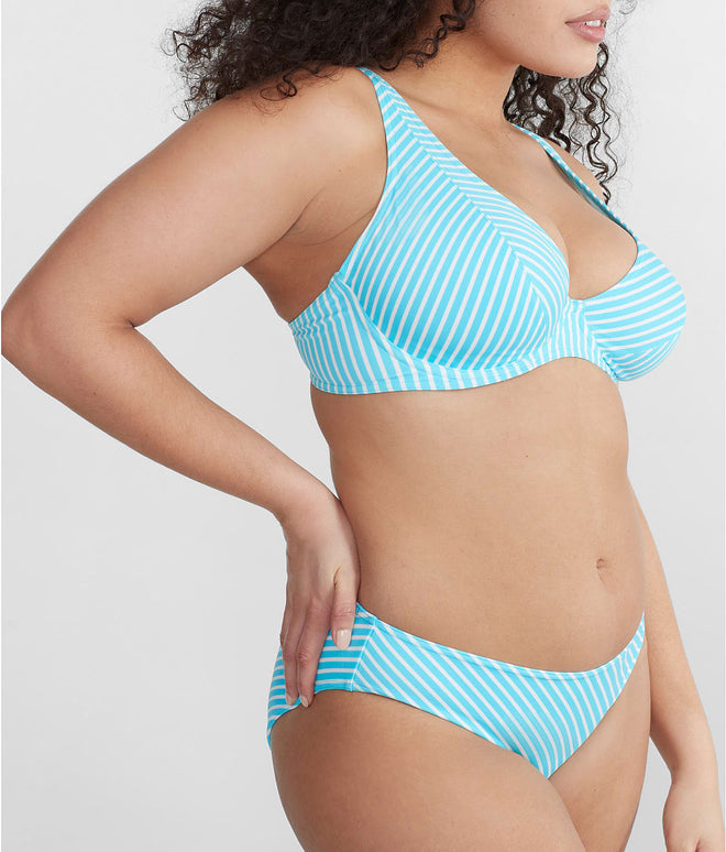 Jewel Cove Ruffled Bikini Top - Turquoise Stripe