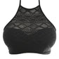 Sundance Underwire Padded Hi-Neck Crop Top - Black