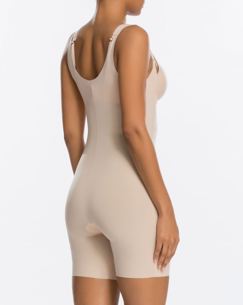 Spanx Thinstincts Open-Bust Mid-Thigh Bodysuit Soft Nude