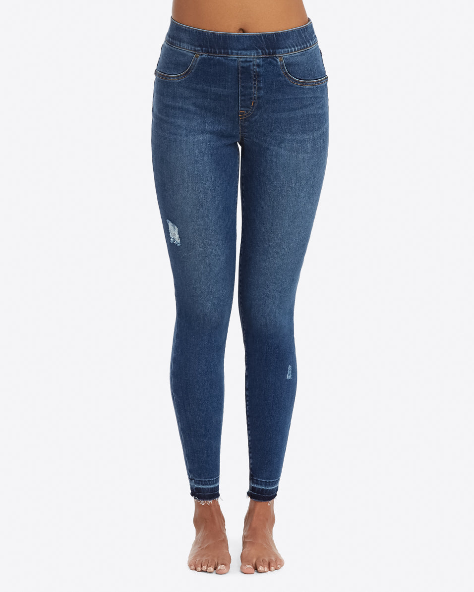 Spanx Distressed Ankle Skinny Jeans Medium Wash