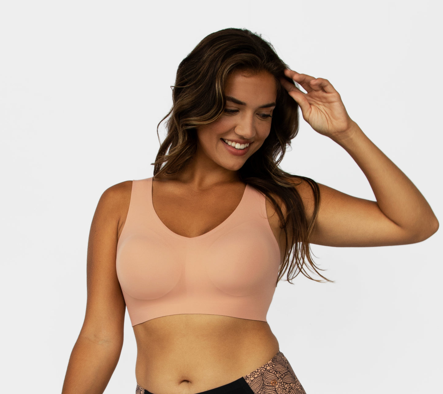 Evelyn & Bobbie Wire Free Defy Bra in Himalayan Salt
