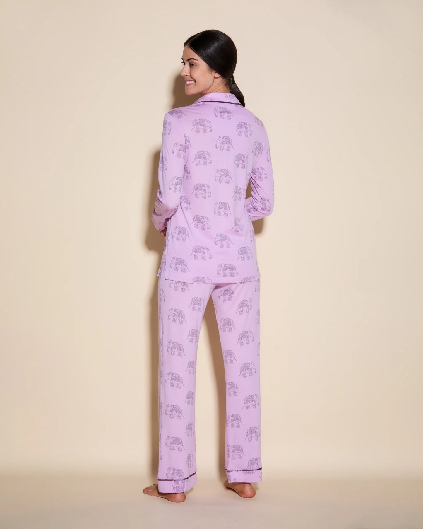 Cosabella Bella Long Sleeve Top & Pant PJ Set Neela Flower Elephant