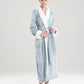 Natori Sherpa Two-Tone Robe in Stone Blue