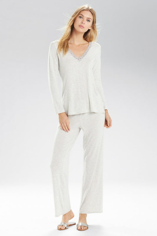 Natori Feathers Essential PJ Set in Light Heather Grey