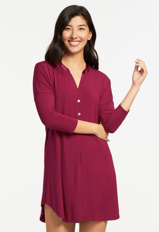 Fleur't Dolman 3/4 Sleeve Nightshirt Sangria