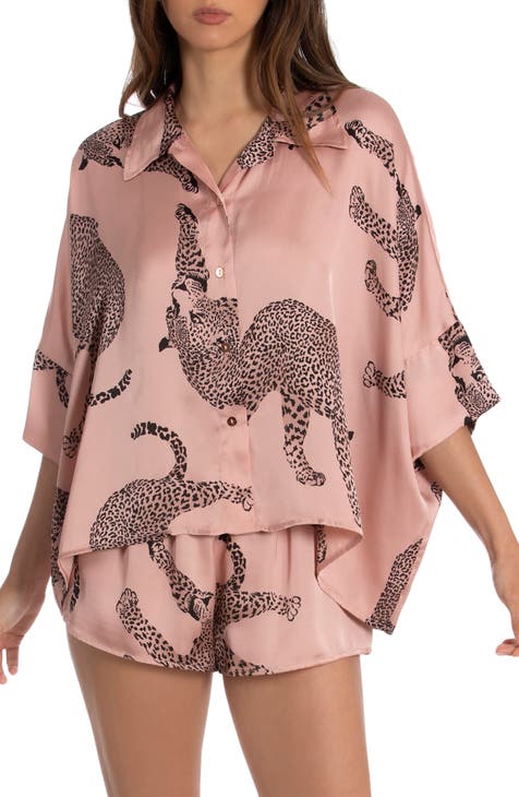 Midnight Bakery Leopard Satin PJ Set Taupe