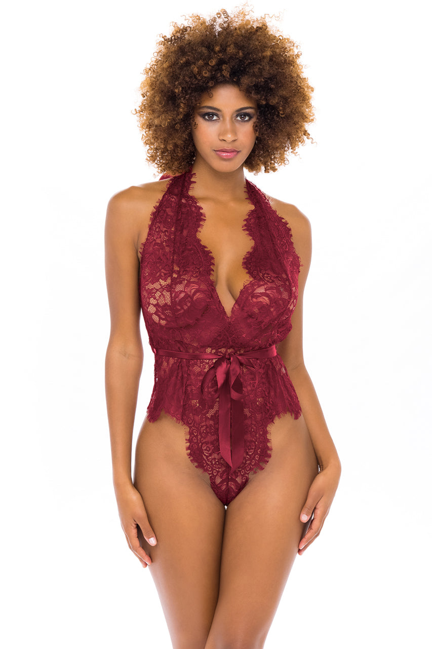 Oh La La Cheri Naomi Eyelash Lace Teddy Rhubarb